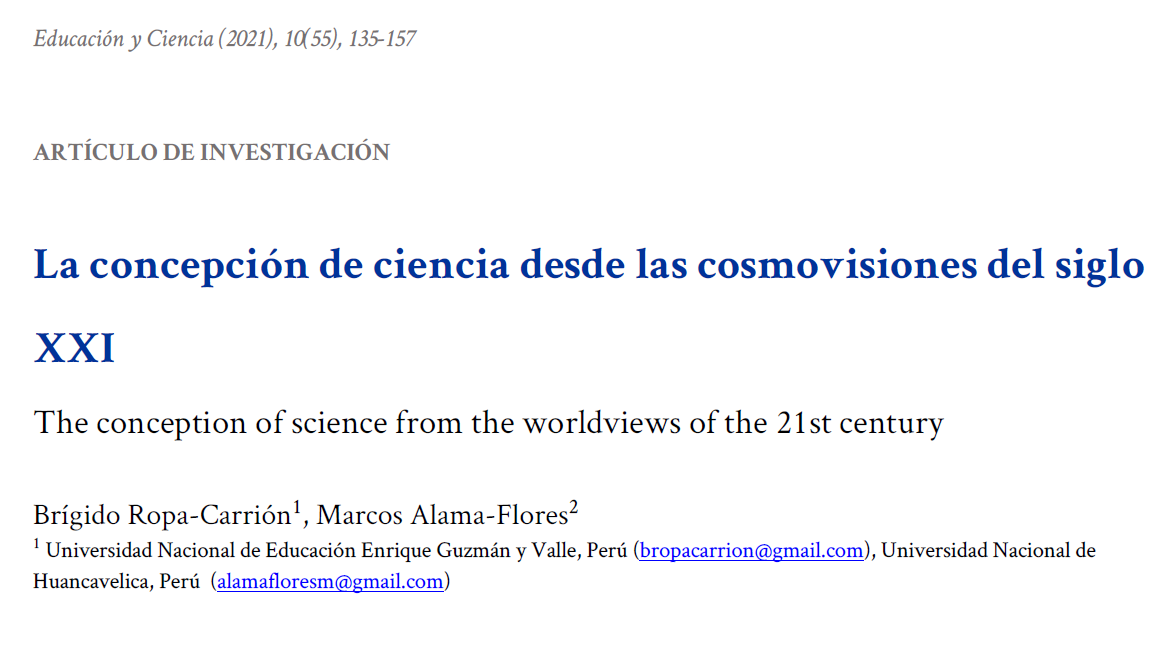 BRIGIDO ROPA: La concepcin de ciencia desde las cosmovisiones del siglo
XXI