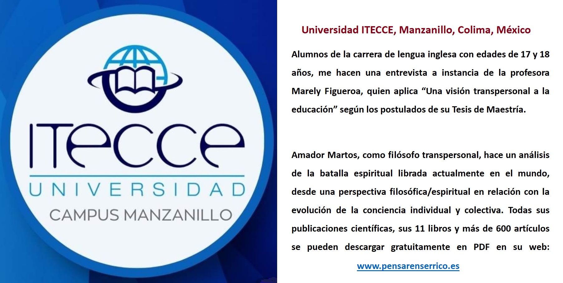 13/02/2024: Entrevista que me hacen algunos alumnos de la Universidad ITECCE, Manzanillo, Colima, México.